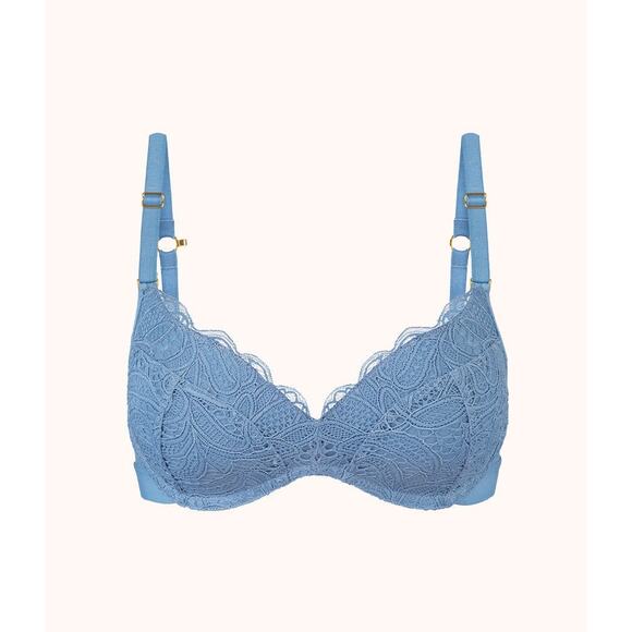 Lively Lace No-Wire Push-Up Vintage Indigo Blue 38D Bra New - Picture 1 of 7